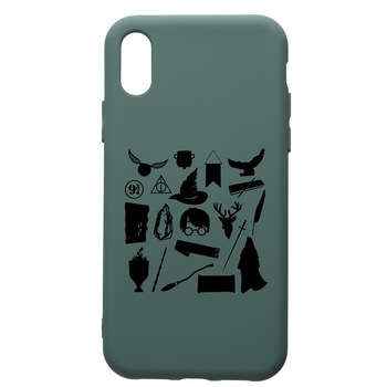 Husa Premium Silicon Compatibila Cu Apple iPhone XS / iPhone X, Harry Potter Symbols, cu interiorul din material textil, protectie camera, Forest Green, PFG866 Husa Premium Silicon Compatibila Cu Apple iPhone XS / iPhone X, Harry Potter Symbols, cu interiorul din material textil, protectie camera, Forest Green, PFG866