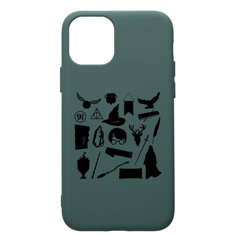 Husa Premium Silicon Compatibila Cu Apple iPhone 11, Harry Potter Symbols, cu interiorul din material textil, protectie camera, Forest Green, PFG866