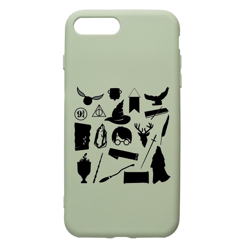 Husa Premium Silicon Compatibila Cu Apple iPhone 8 Plus / iPhone 7 Plus, Harry Potter Symbols, cu interiorul din material textil, protectie camera, Beryl, PGR866