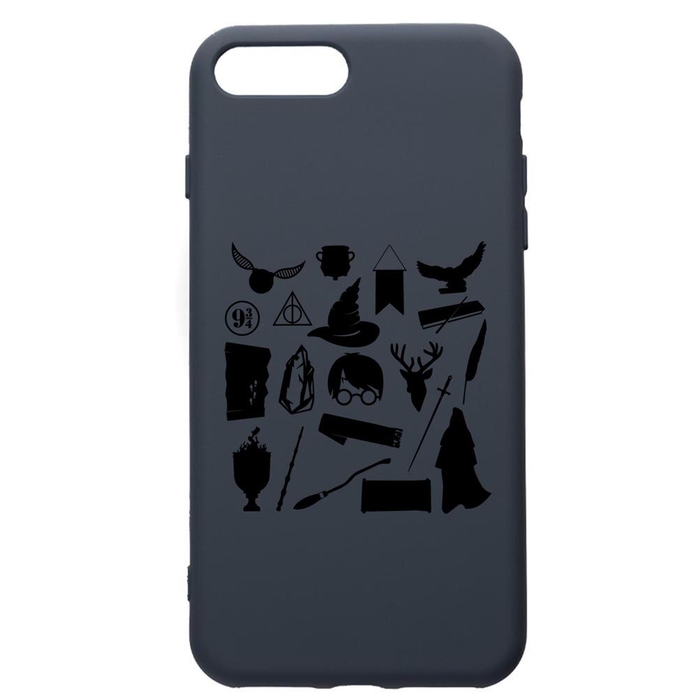 Husa Premium Silicon Compatibila Cu Apple iPhone 8 Plus / iPhone 7 Plus, Harry Potter Symbols, cu interiorul din material textil, protectie camera, Alaskan Blue, PAB866