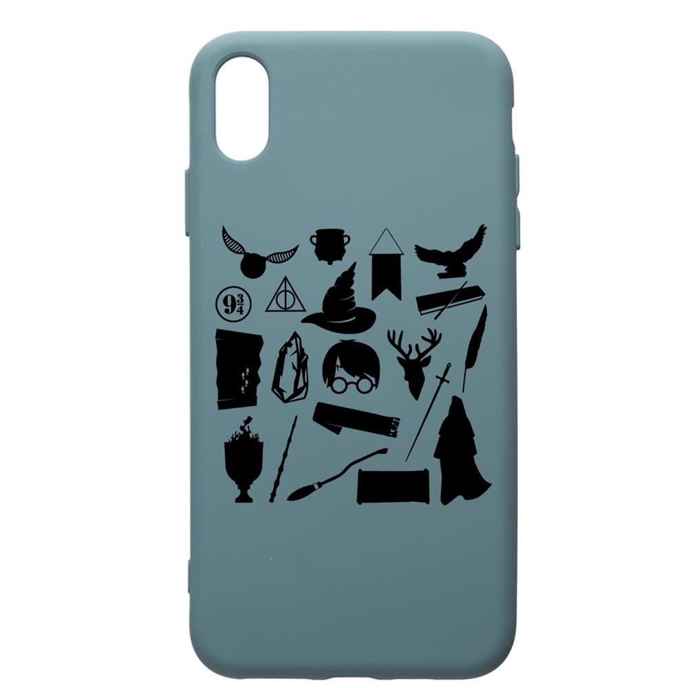 Husa Premium Silicon Compatibila Cu Apple iPhone XS Max, Harry Potter Symbols, silicon, cu interiorul din material textil, protectie camera, Cornflower, PCF866