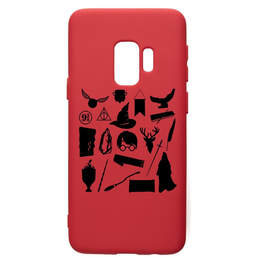 Husa Premium Silicon Compatibila Cu Samsung Galaxy S9, Harry Potter Symbols, silicon, cu interiorul din material textil, protectie camera, Red, PR866