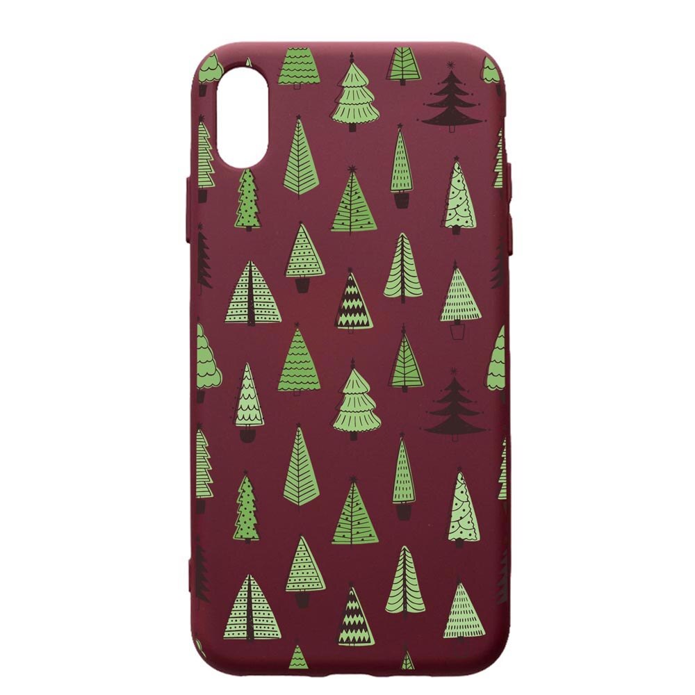 Husa Premium Silicon compatibila cu Samsung Galaxy A10, Christmas Tree Shapes, cu interiorul din material textil, protectie camera, Burgundy, PBR872