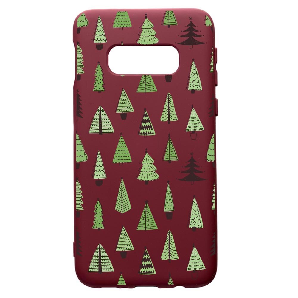 Husa Premium Silicon compatibila cu Samsung Galaxy S8, Christmas Tree Shapes, cu interiorul din material textil, protectie camera, Burgundy, PBR872