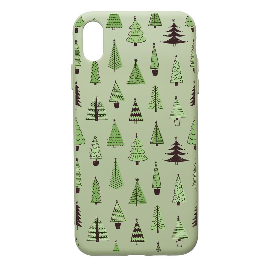 Husa Premium Silicon Compatibila Cu Apple iPhone XS Max, Christmas Tree Shapes, cu interiorul din material textil, protectie camera, Beryl, PGR872
