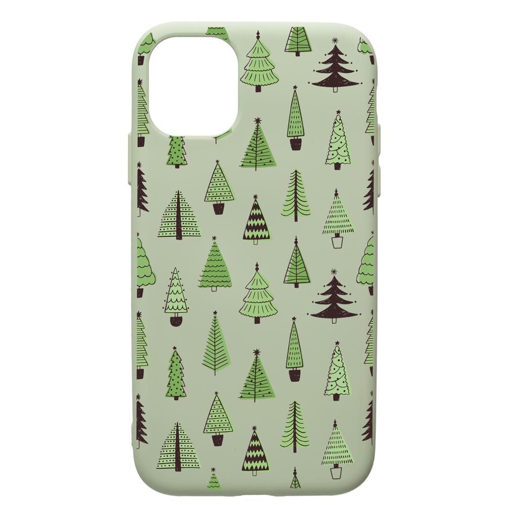 Husa Premium Silicon Compatibila Cu Apple iPhone 11 Pro Max, Christmas Tree Shapes, cu interiorul din material textil, protectie camera, Beryl, PGR872