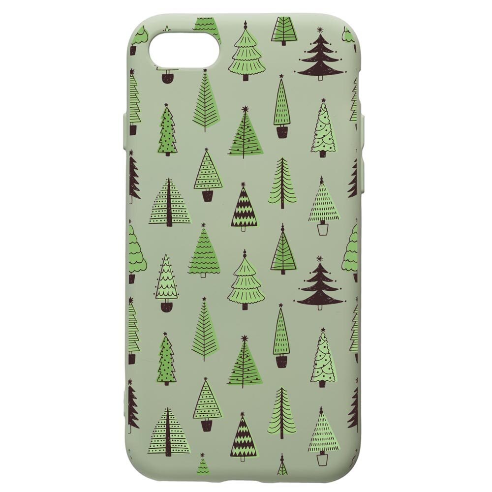 Husa Premium Silicon Compatibila Cu Apple iPhone SE 2 / iPhone 8 / iPhone 7, Christmas Tree Shapes, cu interiorul din material textil, protectie camera, Beryl, PGR872