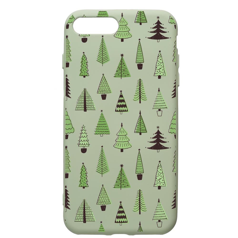 Husa Premium Silicon Compatibila Cu Apple iPhone 8 Plus / iPhone 7 Plus, Christmas Tree Shapes, cu interiorul din material textil, protectie camera, Beryl, PGR872