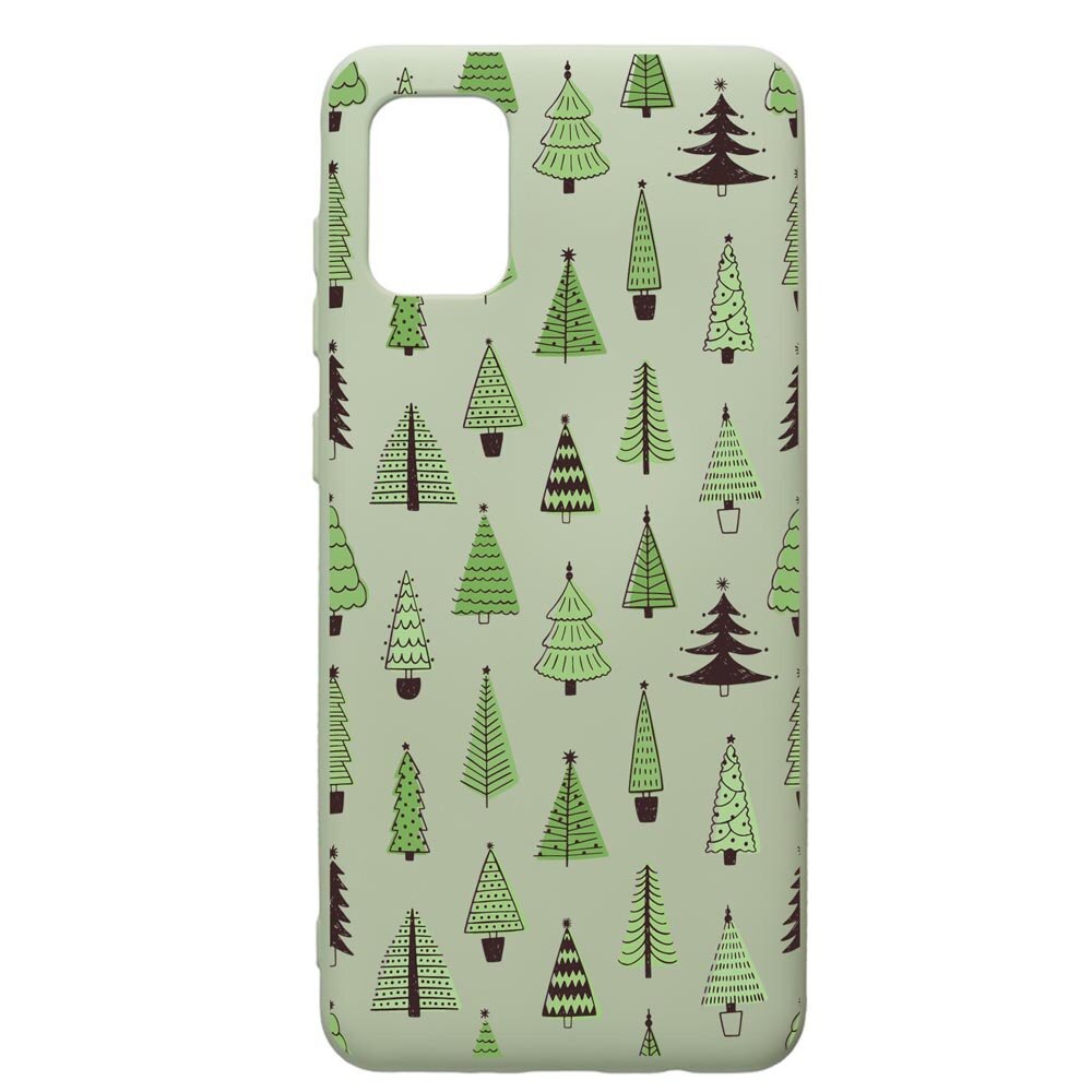 Husa Premium Silicon Compatibila Cu Samsung Galaxy A31, Christmas Tree Shapes, cu interiorul din material textil, protectie camera, Beryl, PGR872