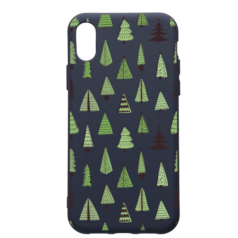 Husa Premium Silicon Compatibila Cu Apple IPhone XS Max, Christmas Tree Shapes, cu interiorul din material textil, protectie camera, Alaskan Blue, PAB872