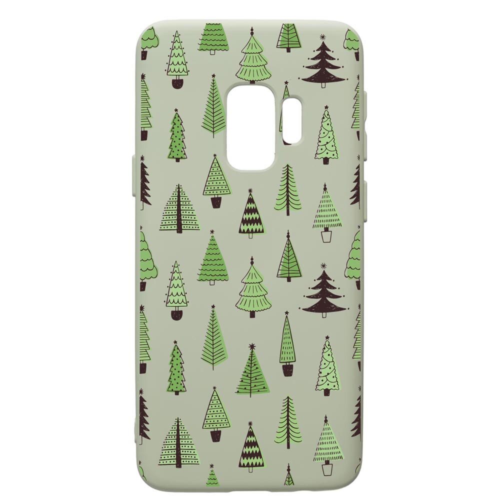 Husa Premium Silicon Compatibila Cu Samsung Galaxy S9, Christmas Tree Shapes, cu interiorul din material textil, protectie camera, Beryl, PGR872