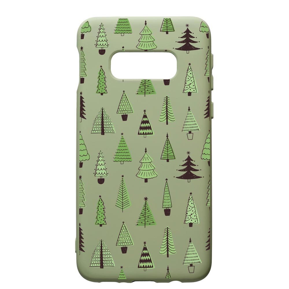 Husa Premium Silicon Compatibila Cu Samsung Galaxy S10, Christmas Tree Shapes, cu interiorul din material textil, protectie camera, Beryl, PGR872