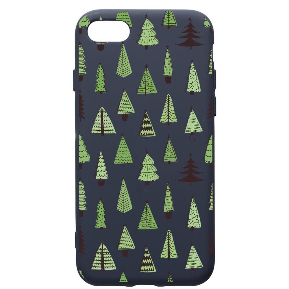 Husa Premium Silicon Compatibila Cu Apple IPhone SE 2 / iPhone 8 / iPhone 7, Christmas Tree Shapes, cu interiorul din material textil, protectie camera, Alaskan Blue, PAB872