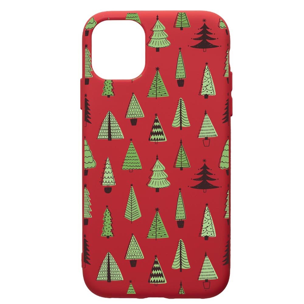 Husa Premium Silicon Compatibila Cu Apple iPhone 11 Pro, Christmas Tree Shapes, silicon, cu interiorul din material textil, protectie camera, Red, PR872