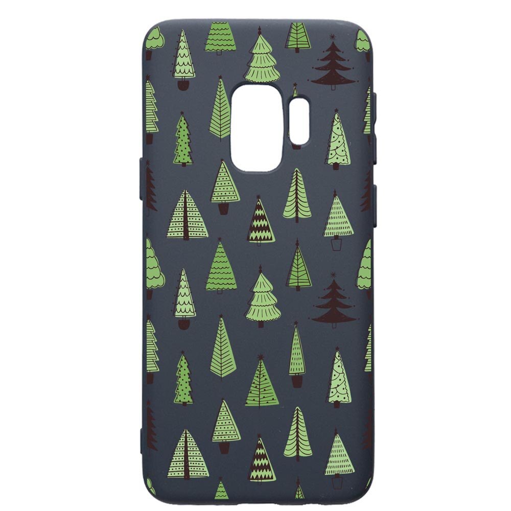 Husa Premium Silicon Compatibila Cu Samsung Galaxy S9, Christmas Tree Shapes, cu interiorul din material textil, protectie camera, Alaskan Blue, PAB872