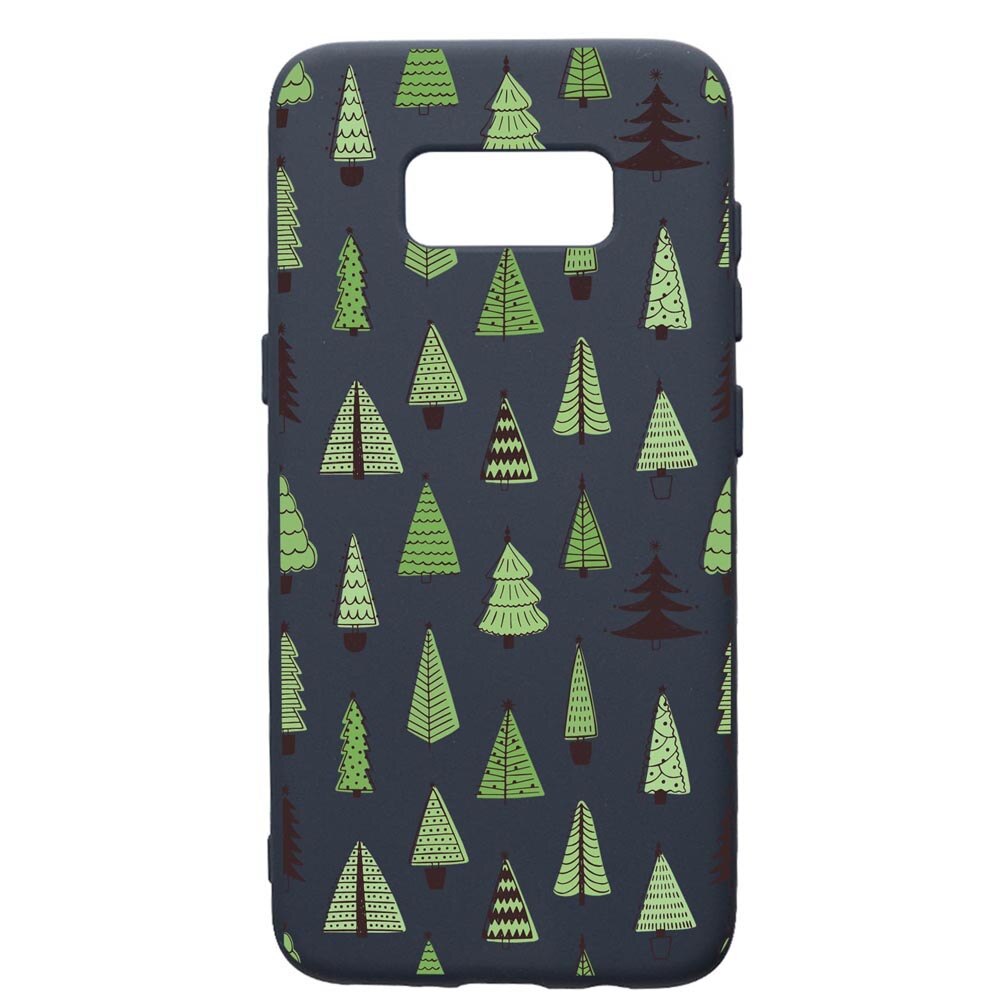 Husa Premium Silicon Compatibila Cu Samsung Galaxy S8, Christmas Tree Shapes, cu interiorul din material textil, protectie camera, Alaskan Blue, PAB872
