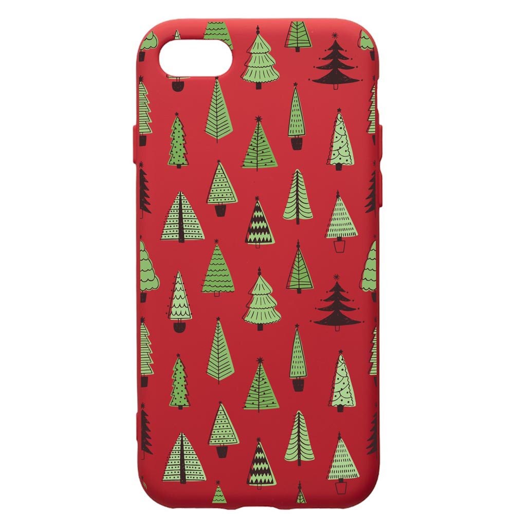 Husa Premium Silicon Compatibila Cu Apple iPhone SE 2 / iPhone 8 / iPhone 7, Christmas Tree Shapes, silicon, cu interiorul din material textil, protectie camera, Red, PR872