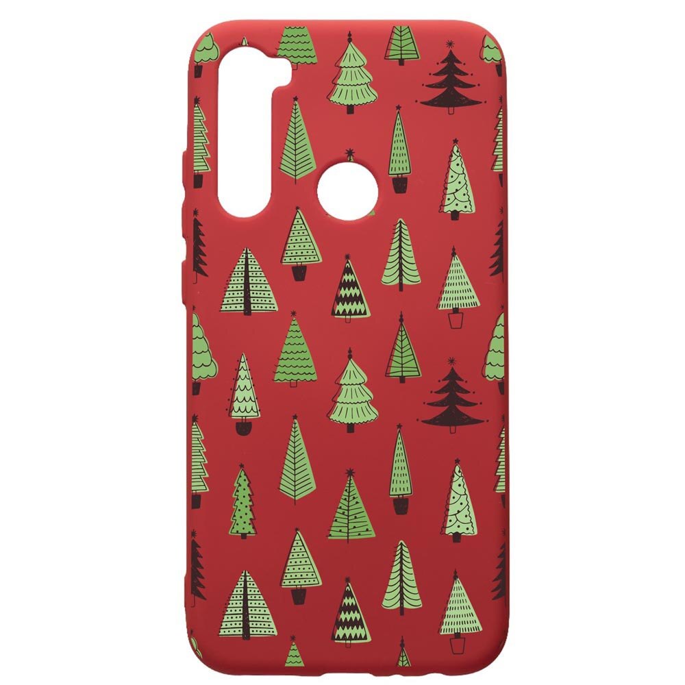 Husa Premium Silicon Compatibila Cu Xiaomi Redmi Note 8, Christmas Tree Shapes, silicon, cu interiorul din material textil, protectie camera, Red, PR872