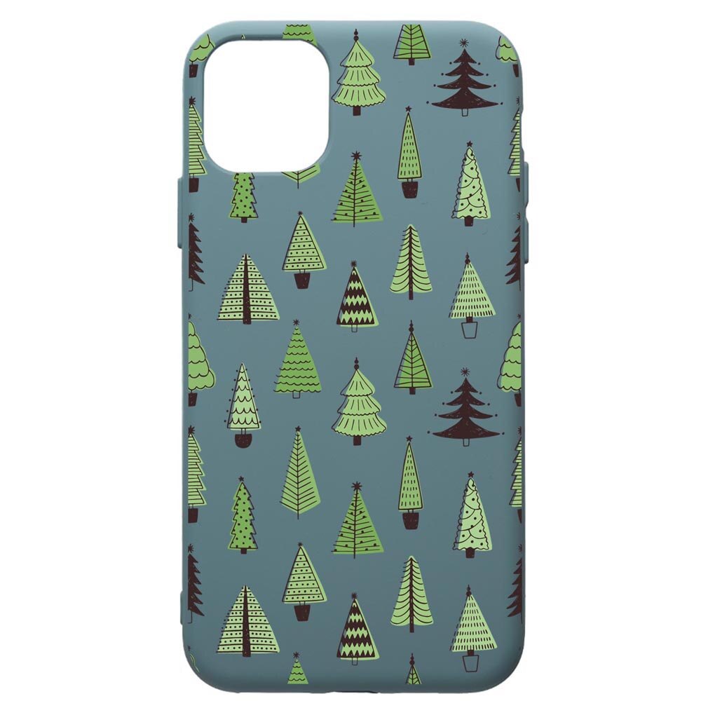 Husa Premium Silicon Compatibila Cu Apple iPhone 11 Pro Max, Christmas Tree Shapes, silicon, cu interiorul din material textil, protectie camera, Cornflower, PCF872