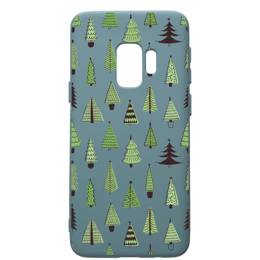 Husa Premium Silicon Compatibila Cu Samsung Galaxy S9, Christmas Tree Shapes, silicon, cu interiorul din material textil, protectie camera, Cornflower, PCF872