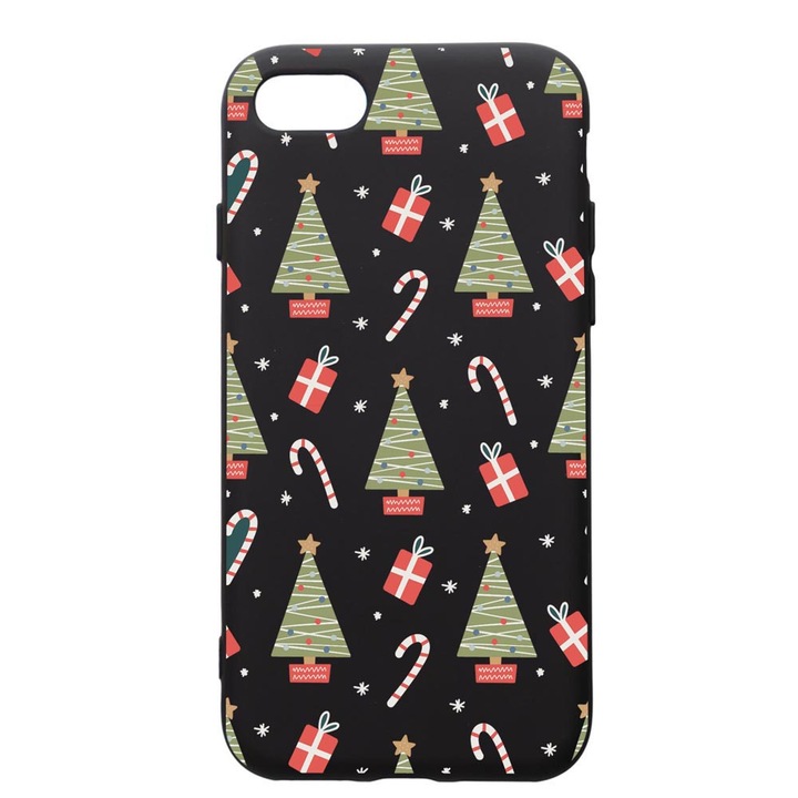 Husa Premium Silicon Compatibila Cu Apple iPhone SE 2 / iPhone 8 / iPhone 7, Christmas Pattern, silicon, cu interiorul din material textil, protectie camera, PB873