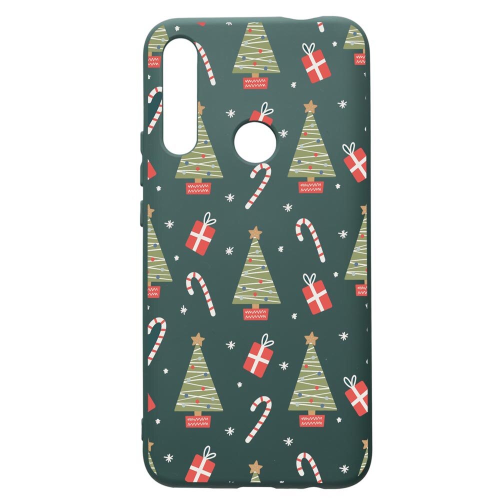 Husa Premium Silicon Compatibila Cu Huawei P Smart Z, Christmas Pattern, cu interiorul din material textil, protectie camera, Forest Green, PFG873