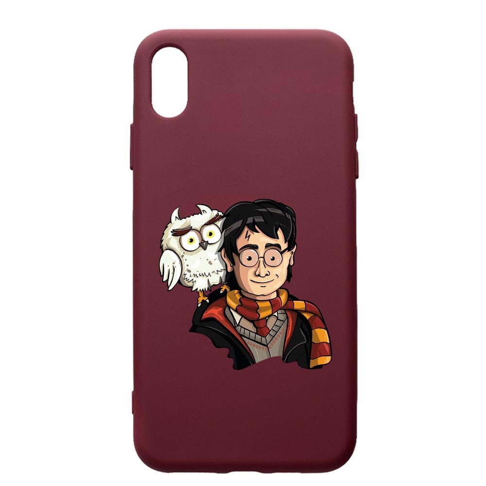 Husa Premium Silicon compatibila cu Apple iPhone XS Max, Harry Potter Hogwarts, cu interiorul din material textil, protectie camera, Burgundy, PBR868
