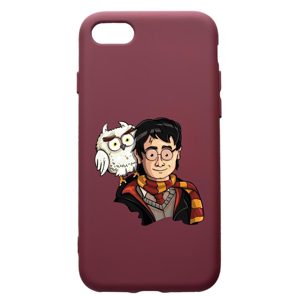 Husa Premium Silicon compatibila cu Apple iPhone SE 2 / iPhone 8 / iPhone 7, Harry Potter Hogwarts, cu interiorul din material textil, protectie camera, Burgundy, PBR868