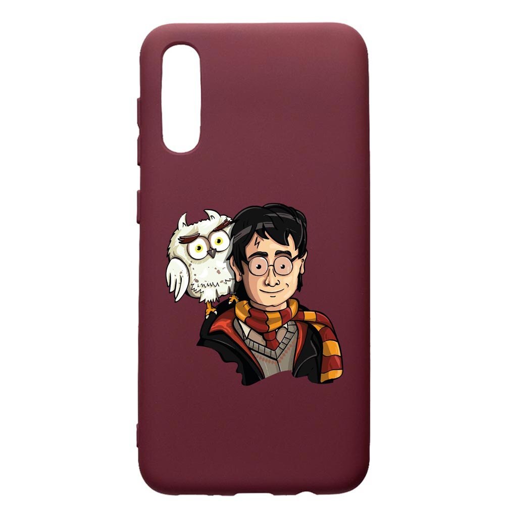 Husa Premium Silicon compatibila cu Samsung Galaxy A50, Harry Potter Hogwarts, cu interiorul din material textil, protectie camera, Burgundy, PBR868