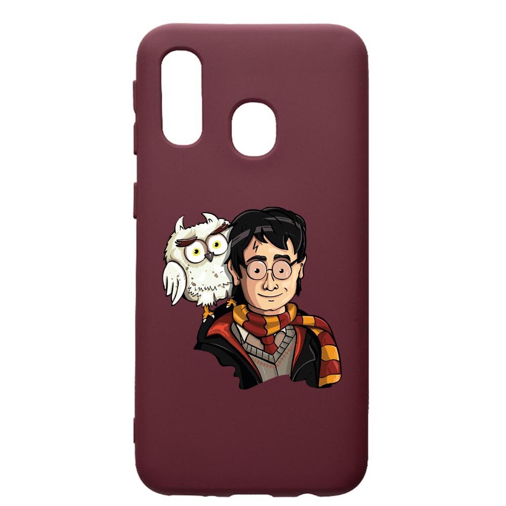Husa Premium Silicon compatibila cu Samsung Galaxy A40, Harry Potter Hogwarts, cu interiorul din material textil, protectie camera, Burgundy, PBR868