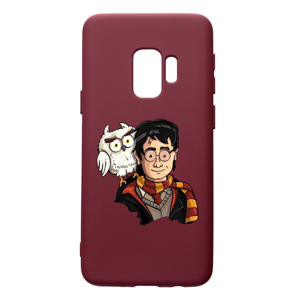 Husa Premium Silicon compatibila cu Samsung Galaxy S9, Harry Potter Hogwarts, cu interiorul din material textil, protectie camera, Burgundy, PBR868