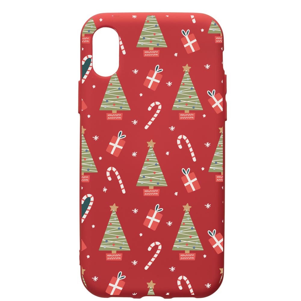 Husa Premium Silicon Compatibila Cu Apple iPhone XS / iPhone X, Christmas Pattern, silicon, cu interiorul din material textil, protectie camera, Red, PR873