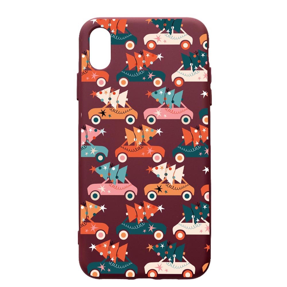 Husa Premium Silicon compatibila cu Samsung Galaxy A10, Christmas Season, cu interiorul din material textil, protectie camera, Burgundy, PBR874