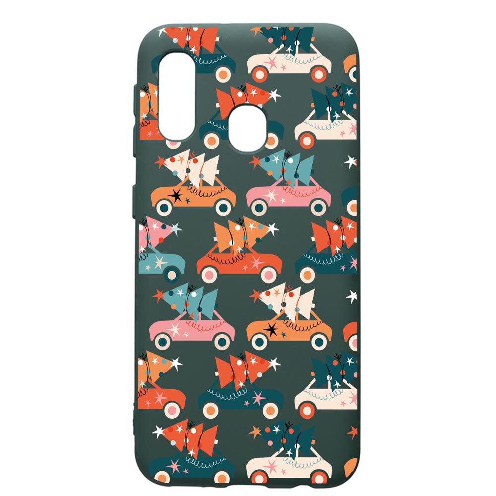 Husa Premium Silicon Compatibila Cu Samsung Galaxy A20E, Christmas Season, cu interiorul din material textil, protectie camera, Forest Green, PFG874
