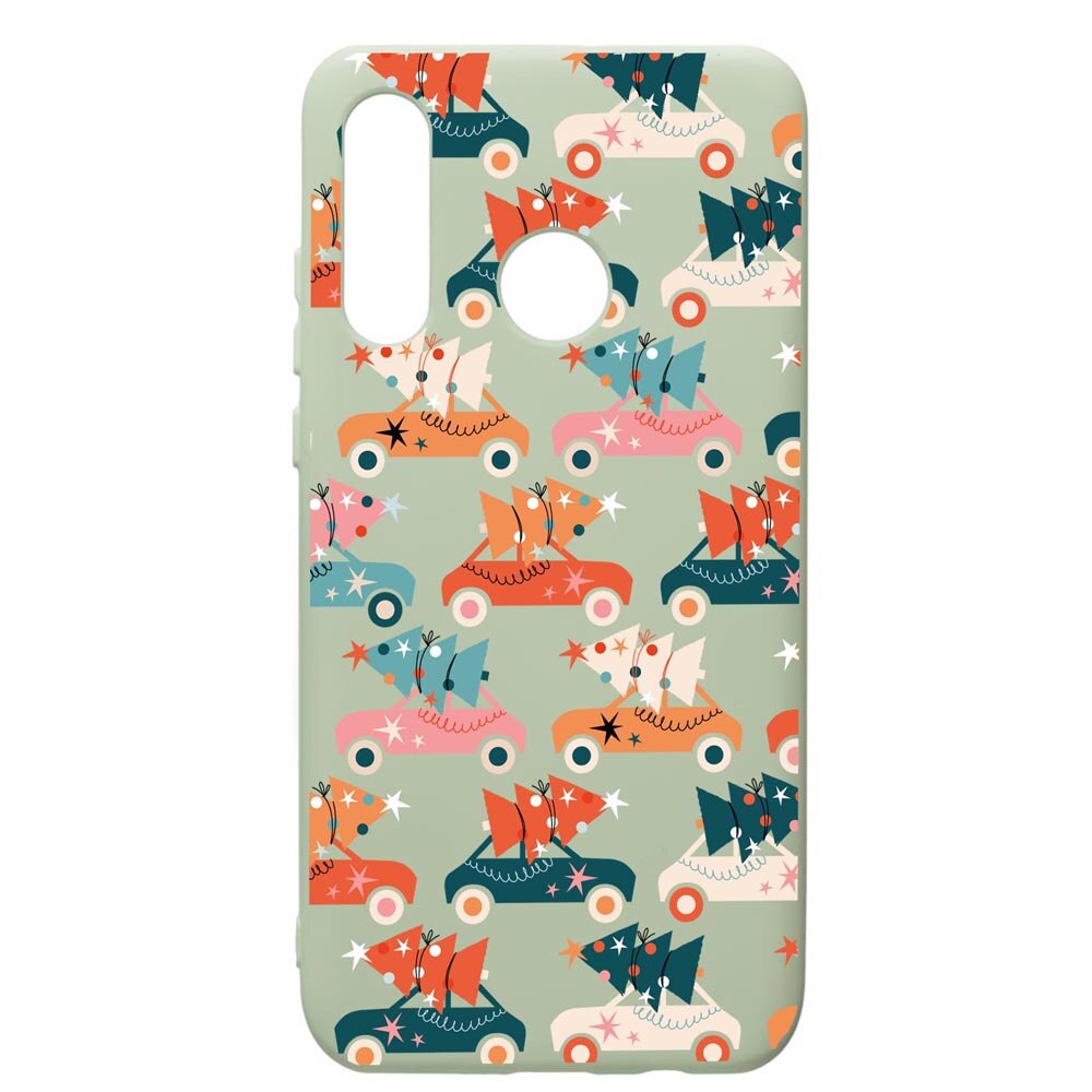 Husa Premium Silicon Compatibila Cu Huawei P30 Lite, Christmas Season, cu interiorul din material textil, protectie camera, Beryl, PGR874