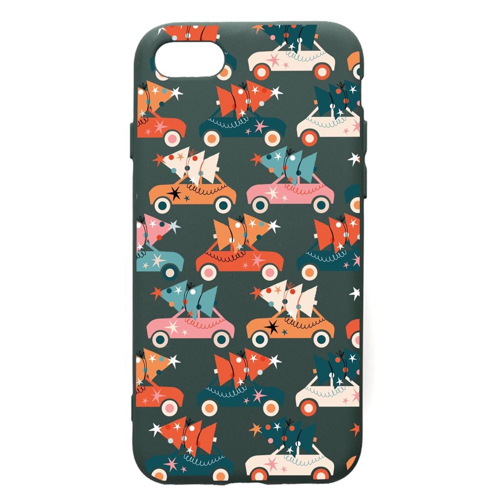 Husa Premium Silicon Compatibila Cu Apple iPhone SE 2 / iPhone 8 / iPhone 7, Christmas Season, cu interiorul din material textil, protectie camera, Forest Green, PFG874