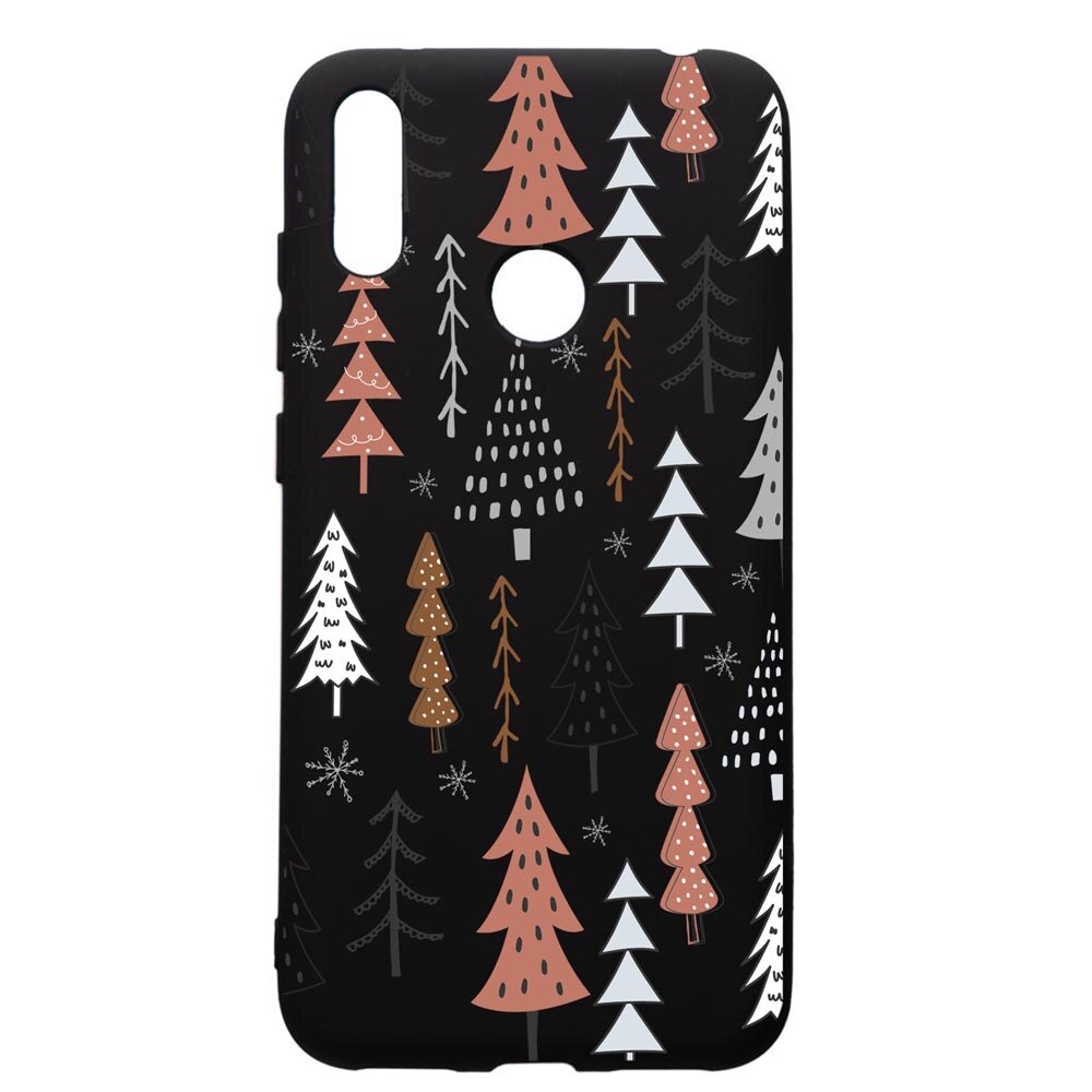 Husa Premium Silicon Compatibila Cu Huawei Y7 2019, Hand Drawn Christmas Tree, silicon, cu interiorul din material textil, protectie camera, PB875