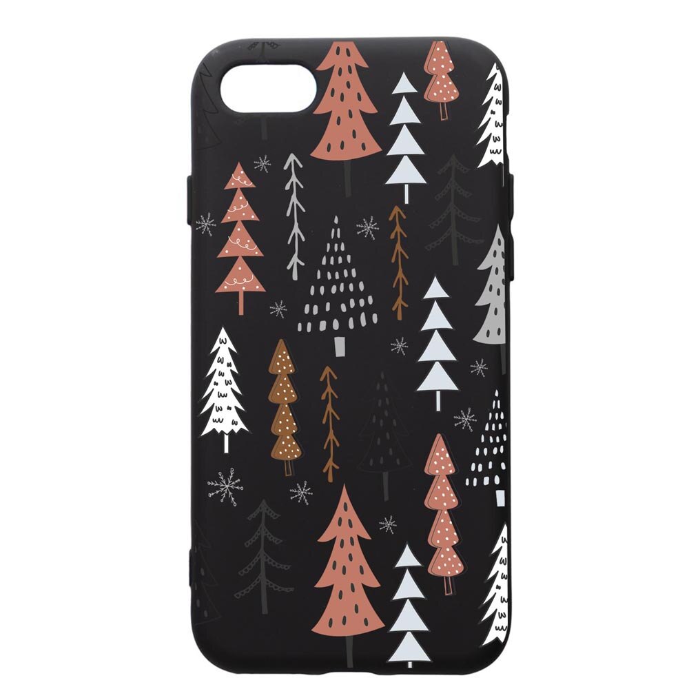 Husa Premium Silicon Compatibila Cu Apple iPhone SE 2 / iPhone 8 / iPhone 7, Hand Drawn Christmas Tree, silicon, cu interiorul din material textil, protectie camera, PB875