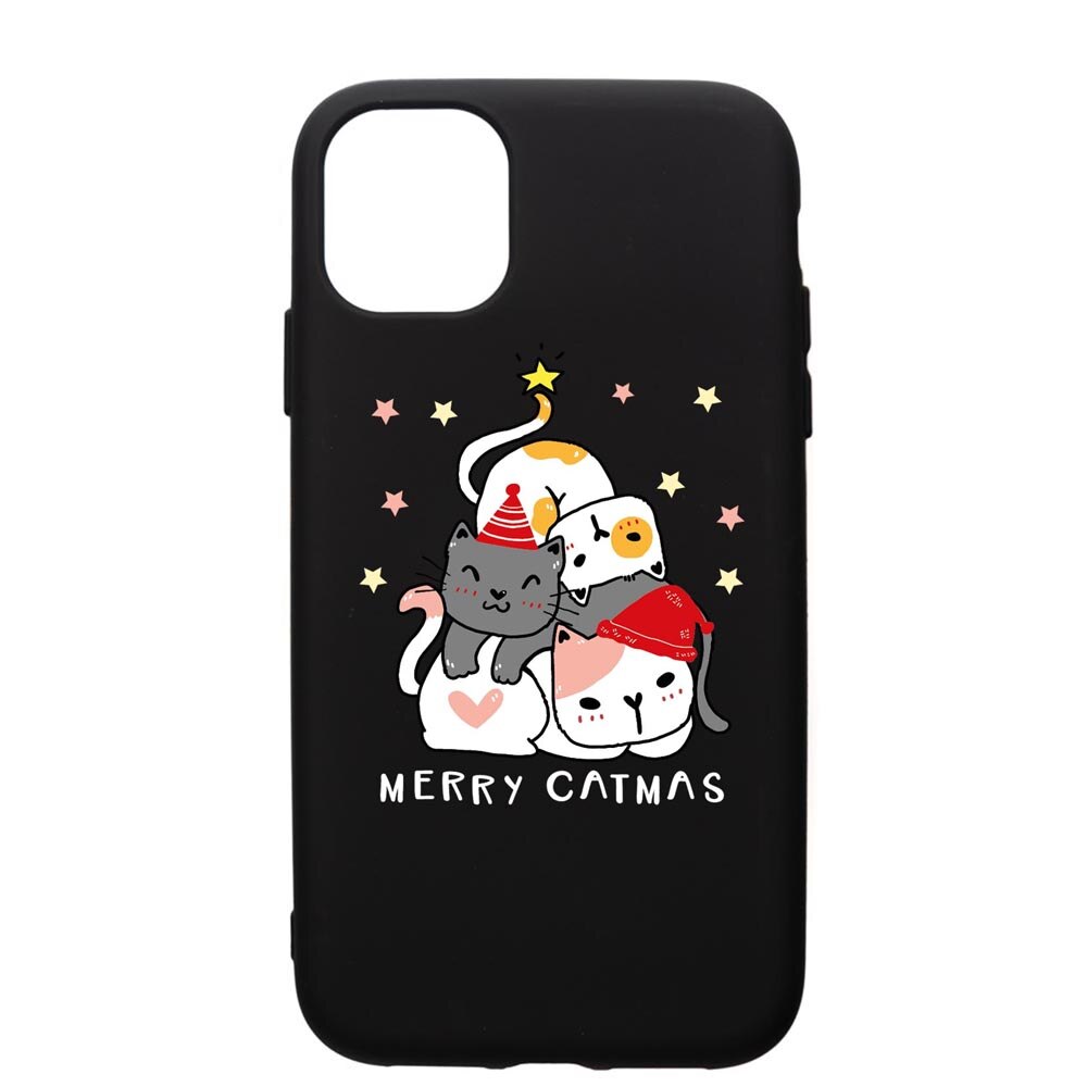Husa Premium Silicon Compatibila Cu Apple iPhone 12, Merry Catmas, silicon, cu interiorul din material textil, protectie camera, PB878