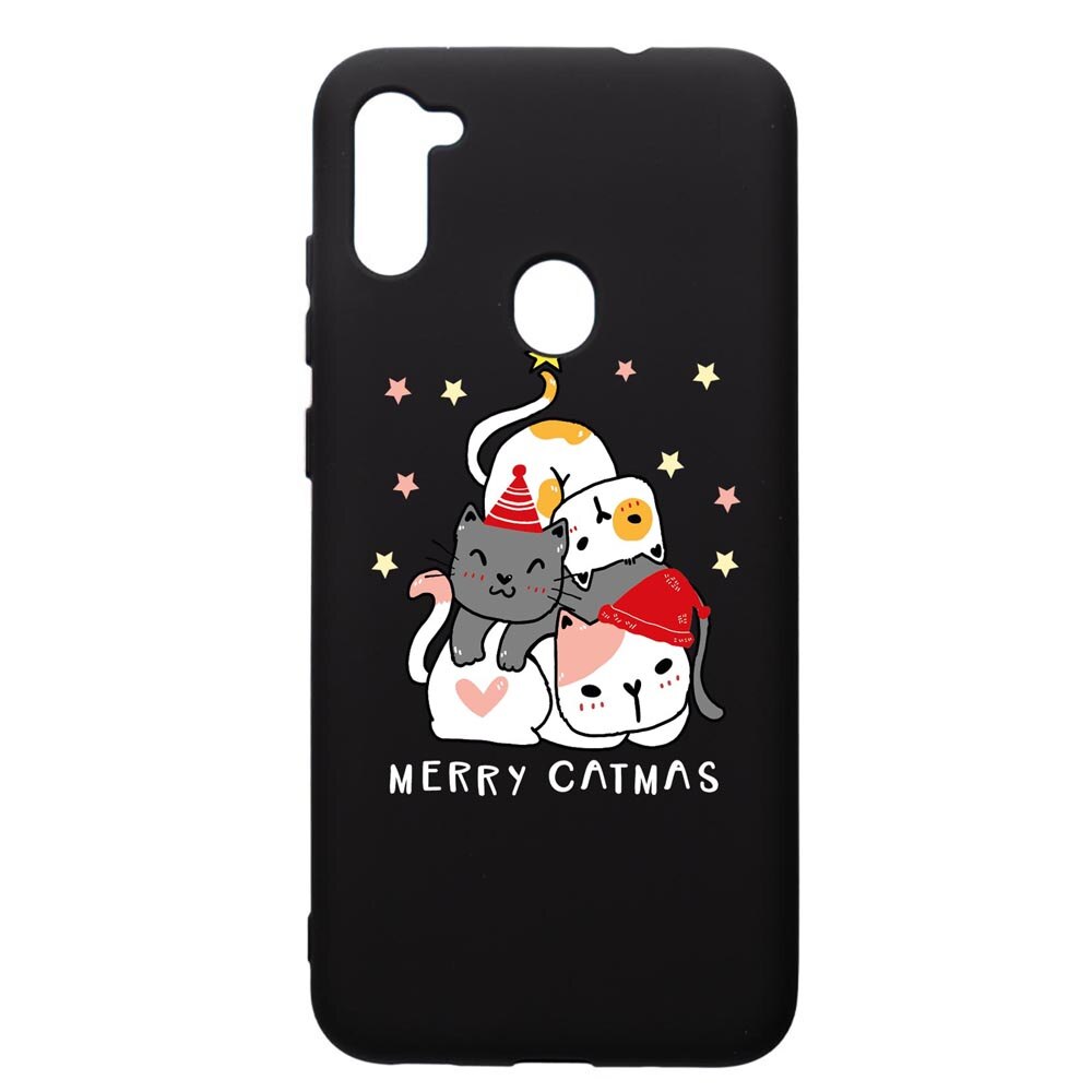Husa Premium Silicon Compatibila Cu Samsung Galaxy A11, Merry Catmas, silicon, cu interiorul din material textil, protectie camera, PB878