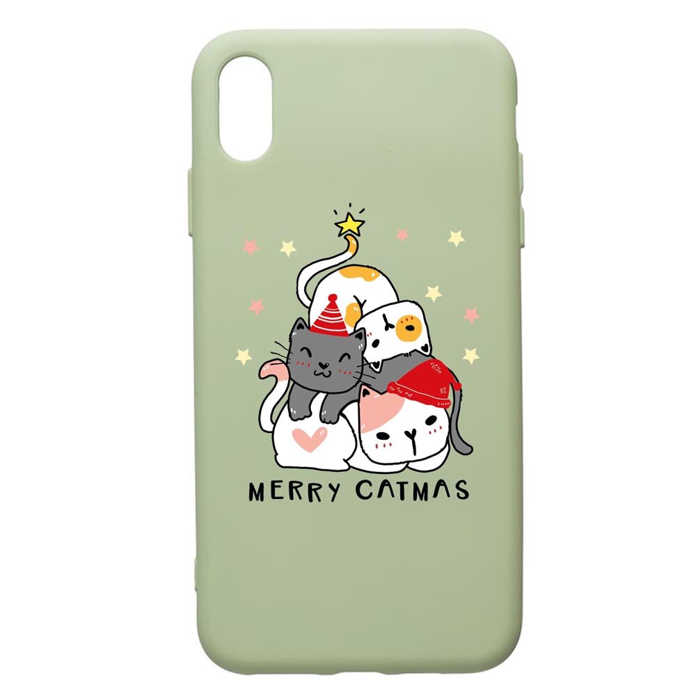 Husa Premium Silicon Compatibila Cu Samsung Galaxy A10, Merry Catmas, cu interiorul din material textil, protectie camera, Beryl, PGR878