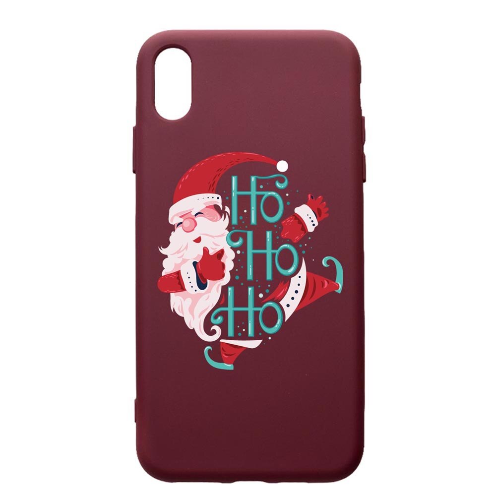 Husa Premium Silicon compatibila cu Apple iPhone XS Max, HoHoHo Santa Claus, cu interiorul din material textil, protectie camera, Burgundy, PBR869