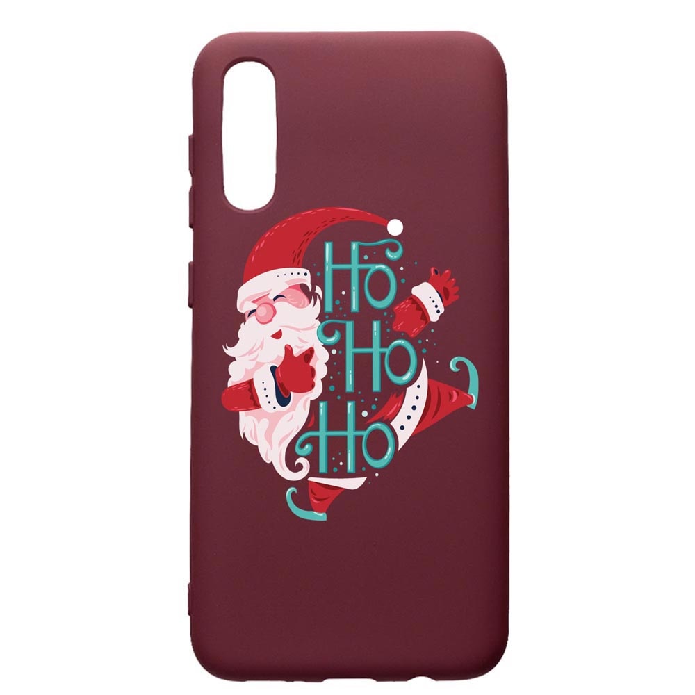 Husa Premium Silicon compatibila cu Samsung Galaxy A30S, HoHoHo Santa Claus, cu interiorul din material textil, protectie camera, Burgundy, PBR869