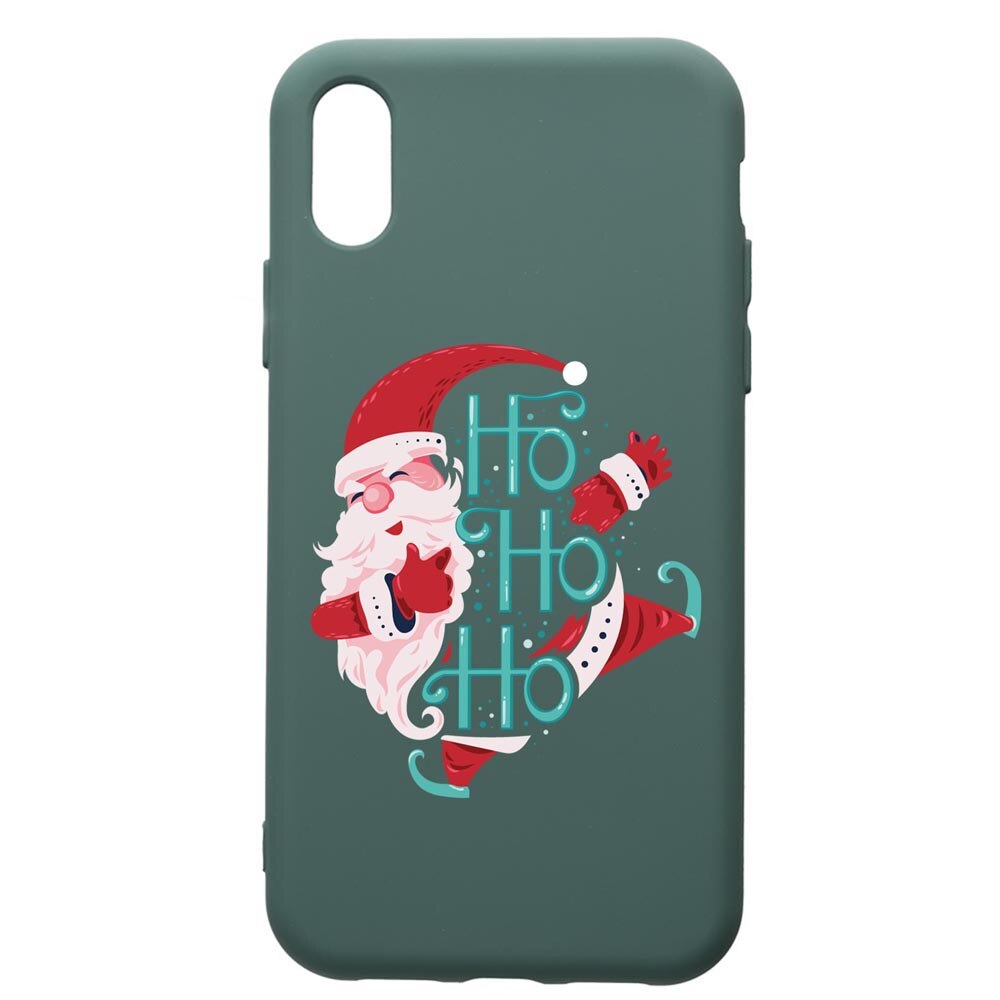 Husa Premium Silicon Compatibila Cu Samsung Galaxy A10, HoHoHo Santa Claus, cu interiorul din material textil, protectie camera, Forest Green, PFG869