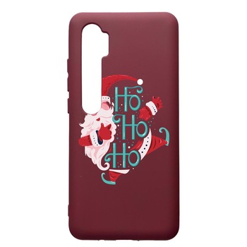 Husa Premium Silicon compatibila cu Xioami Mi Note 10, HoHoHo Santa Claus, cu interiorul din material textil, protectie camera, Burgundy, PBR869 Husa Premium Silicon compatibila cu Xioami Mi Note 10, HoHoHo Santa Claus, cu interiorul din material textil, protectie camera, Burgundy, PBR869
