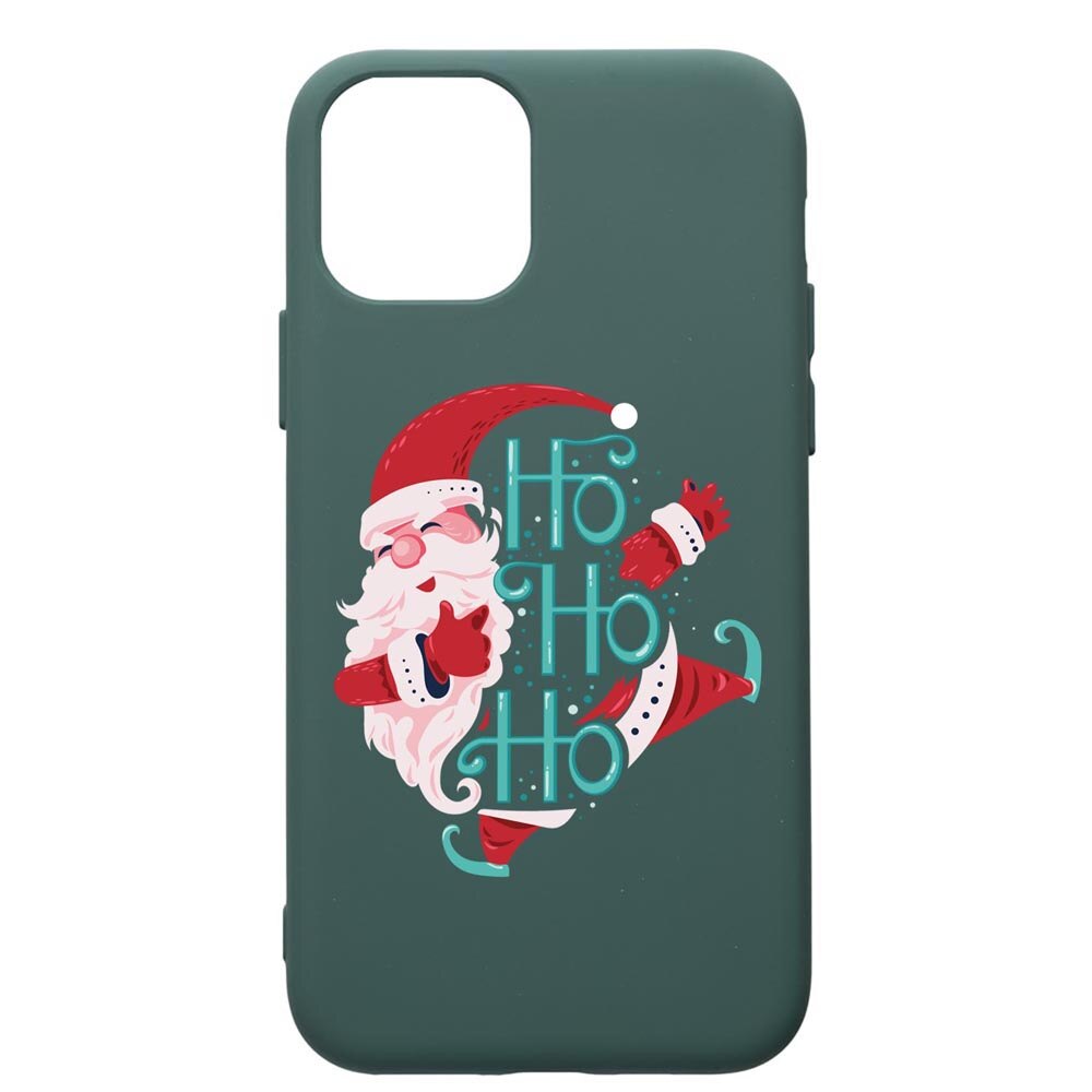 Husa Premium Silicon Compatibila Cu Apple iPhone 11 Pro Max, HoHoHo Santa Claus, cu interiorul din material textil, protectie camera, Forest Green, PFG869