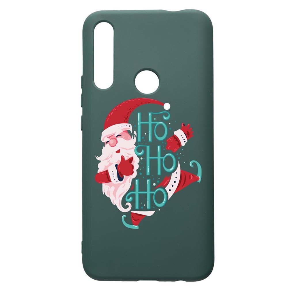 Husa Premium Silicon Compatibila Cu Huawei P Smart Z, HoHoHo Santa Claus, cu interiorul din material textil, protectie camera, Forest Green, PFG869