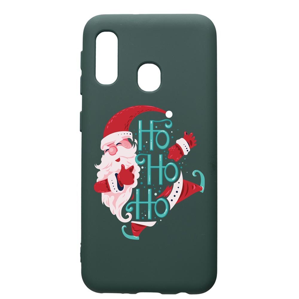 Husa Premium Silicon Compatibila Cu Samsung Galaxy A20E, HoHoHo Santa Claus, cu interiorul din material textil, protectie camera, Forest Green, PFG869