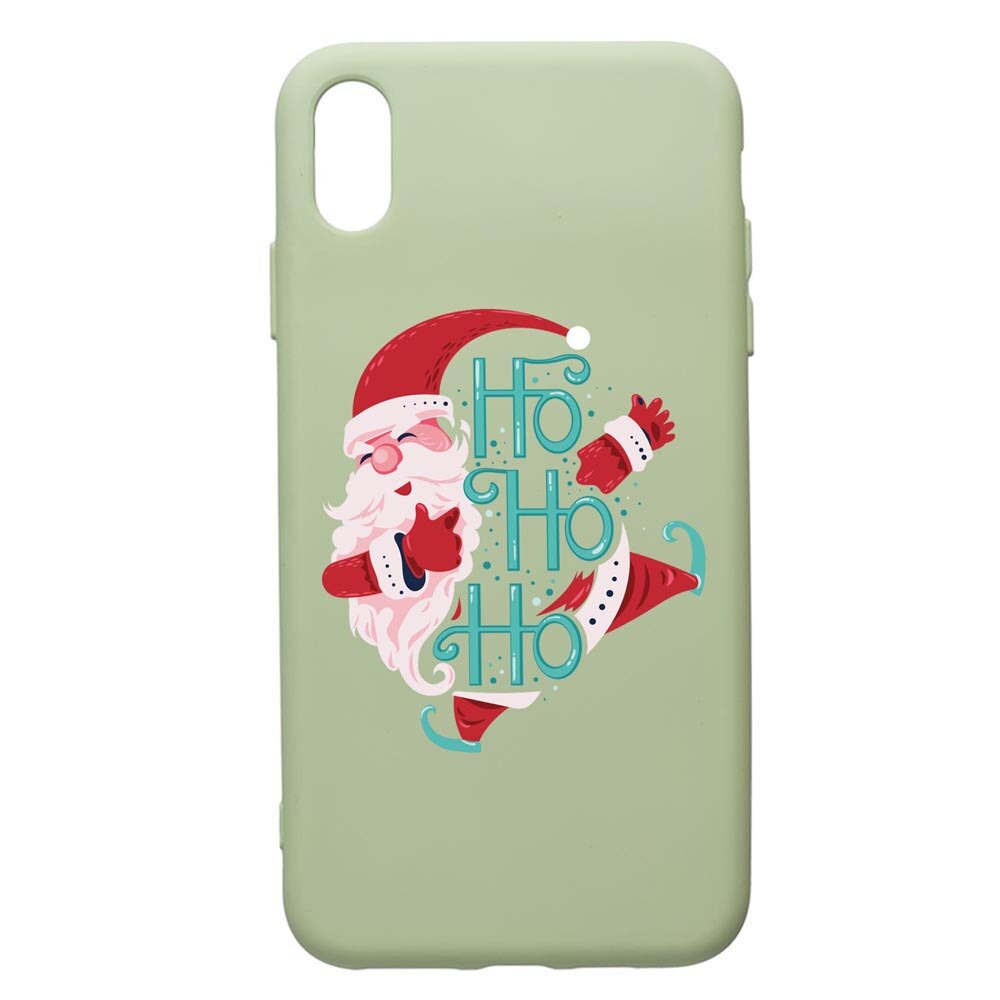 Husa Premium Silicon Compatibila Cu Apple iPhone XS Max, HoHoHo Santa Claus, cu interiorul din material textil, protectie camera, Beryl, PGR869