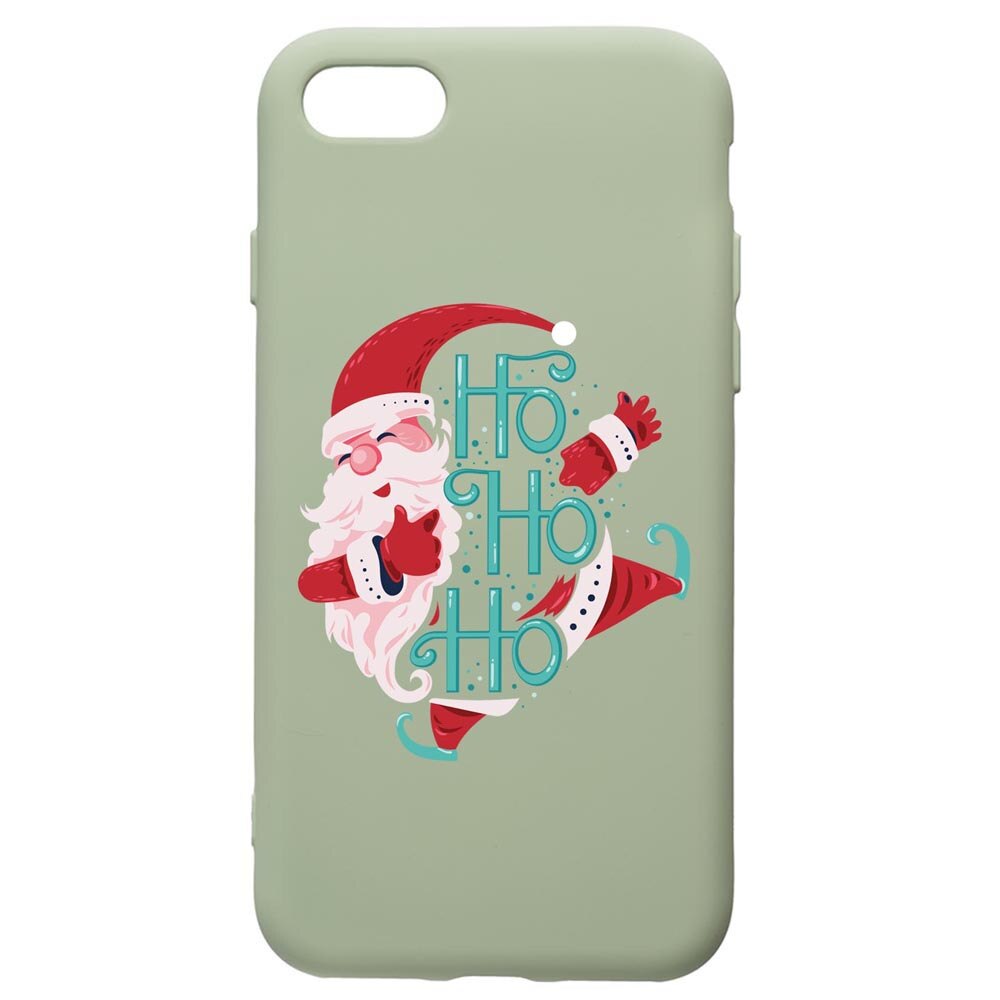 Husa Premium Silicon Compatibila Cu Apple iPhone SE 2 / iPhone 8 / iPhone 7, HoHoHo Santa Claus, cu interiorul din material textil, protectie camera, Beryl, PGR869